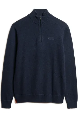 Superdry Essential Emb Knit Half Zip Tops Knitwear Half Zip Jumpers Navy