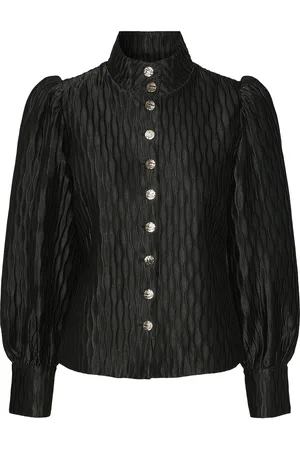 Y.A.S Ripple Shirt - Show Tops Blouses Long-sleeved Black