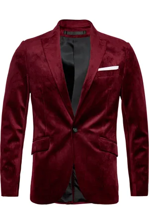 Lindbergh Velvet Blazer Suits & Blazers Blazers Single Breasted Blazers Burgundy