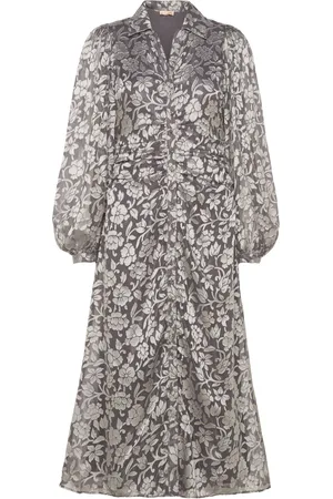 by Ti Mo Devore Rouching Dress Polvipituinen Mekko Silver