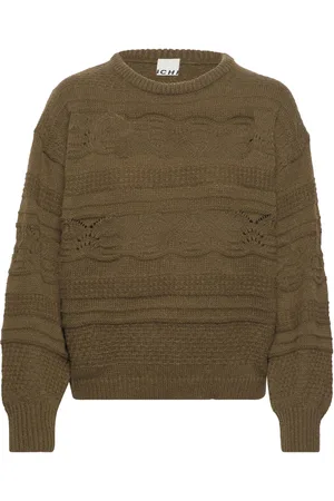 Ichi Ihastra Ls Tops Knitwear Jumpers Khaki Green