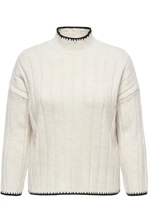 ONLY Carchick Stitch Ls Highneck Pull Knt Tops Knitwear Jumpers White