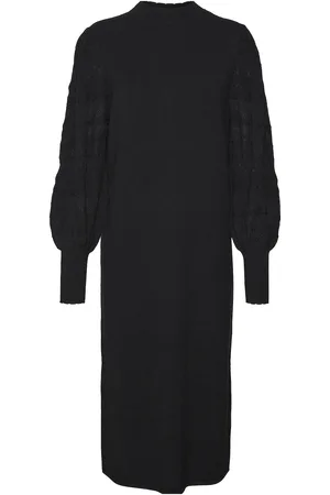 VERO MODA Vmlim Ls Highneck Calf Dress Ga Boo Polvipituinen Mekko Black