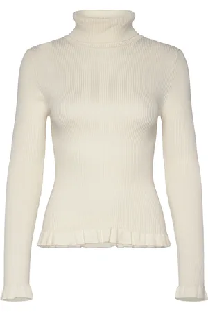 Norr Sherry Frill Knit Top Tops Knitwear Turtleneck Cream