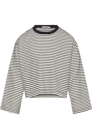 TOM TAILOR Cropped Striped Longsleeve Tops T-shirts Long-sleeved T-shirts Grey