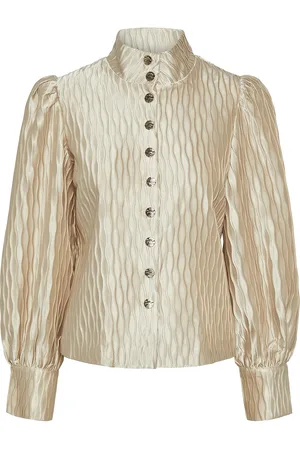 Y.A.S Ripple Shirt - Show Tops Blouses Long-sleeved Cream