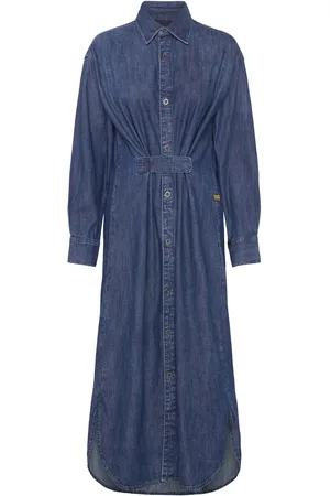 G-Star Long Tab Shirt Dress L\S Wmn Maksimekko Juhlamekko Blue