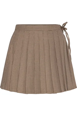 MANGO Houndstooth Mini-Skirt Skirts Short Skirts Brown