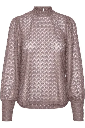 VERO MODA Vmbecca Ls High Neck Lace Top Jrs Noos Tops Blouses Long-sleeved Brown
