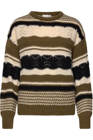 Ichi Ihastra Ls Tops Knitwear Jumpers Khaki Green