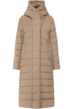 Didriksons Stella Wns Parka L 5 Topattu Pitkä Takki Beige