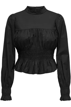ONLY Onlella L/S O-Neck Smock Top Ptm Tops Blouses Long-sleeved Black