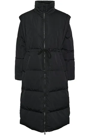 Y.A.S Racca Long Down Coat S. Topattu Pitkä Takki Black