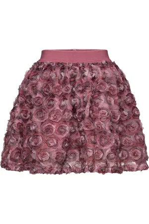 Minymo Skirt W. Mesh Flowers Dresses & Skirts Skirts Short Skirts Pink