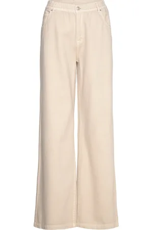 Freequent Fqcilla-Pants Bottoms Jeans Wide Cream
