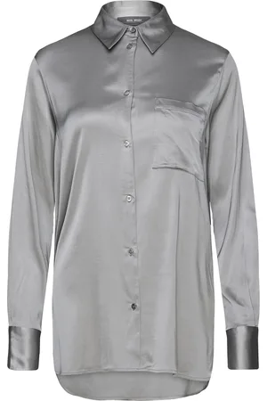 Mos Mosh Mmlinda Satin Shirt Tops Shirts Long-sleeved Grey