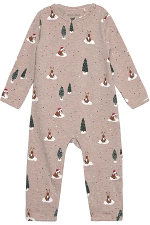 Minymo Suit Ls Aop Pitkähihainen Body Beige