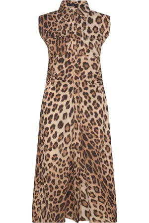 MANGO Leopard-Print Shirt Dress Polvipituinen Mekko Brown