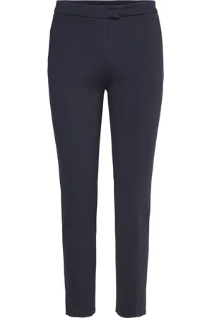 MANGO Rome-Knit Straight Trousers Bottoms Trousers Straight Leg Navy