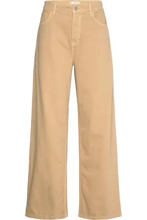 MANGO Low-Rise Loose-Fit Wideleg Jeans Bottoms Jeans Wide Beige