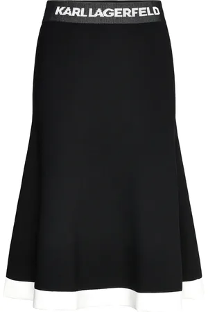 Karl Lagerfeld Flared Knit Skirt Skirts Knee-length & Midi Skirts Black