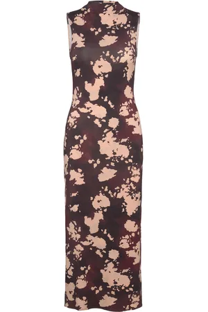 MANGO Midi Printed Dress Maksimekko Juhlamekko Burgundy