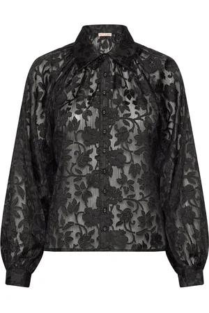 by Ti Mo Devore Blouse Tops Blouses Long-sleeved Black