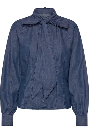 Lindex Blouse Ella Denim Tops Shirts Long-sleeved Navy
