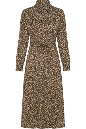 GANT Slim Floral Print Shirt Dress Polvipituinen Mekko Yellow
