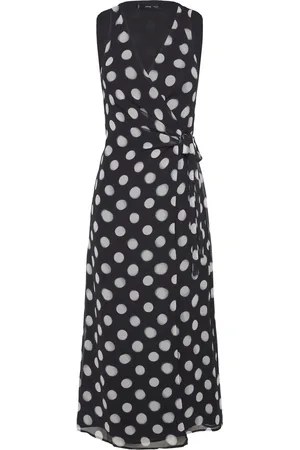 MANGO Cross Dress With Polka-Dots Polvipituinen Mekko Black