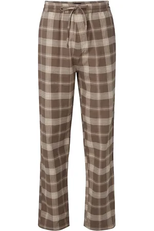 Lexington Konrad Organic Cotton Checked Flannel Pajama Pants Pyjama Beige