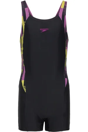 Speedo Girls Printed Panel Legsuit Uimapuku Uima-asut Black