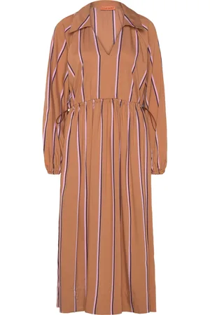 STINE GOYA Elasticated Midi Dress, 2249 Stripe Designers Knee-length & Midi Brown