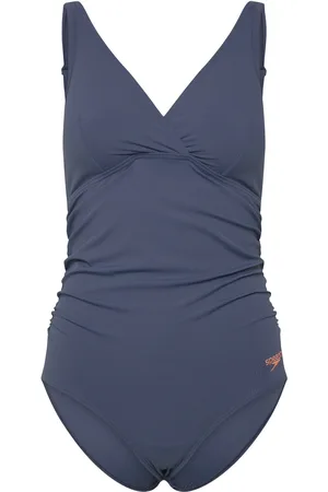 Speedo Womens V Neck Maternity U Back Sport Swimsuits Blue