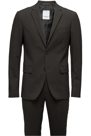 Lindbergh Plain Mens Suit - Normal Length Puku Green