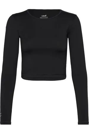 Casall Graphic Crop Long Sleeve Sport Women Sport Clothing Sports Tops & T-shirts Sport Crop Tops Sport Long-sleeved Crop Tops Black