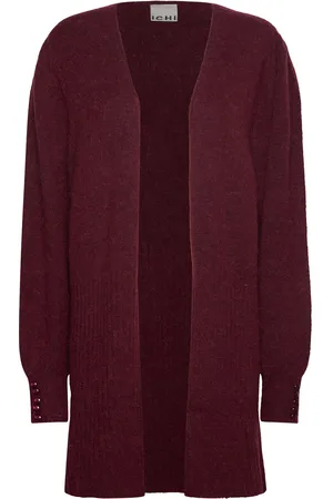 Ichi Ihkamara Ca Long Tops Knitwear Cardigans Burgundy