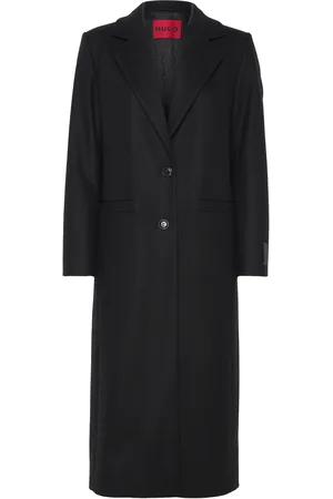 HUGO BOSS Mojeni Villakangastakki Pitkä Takki Black