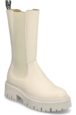 Bianco Biagarbi High Chelsea Boot Crust Shoes Chelsea Boots Cream