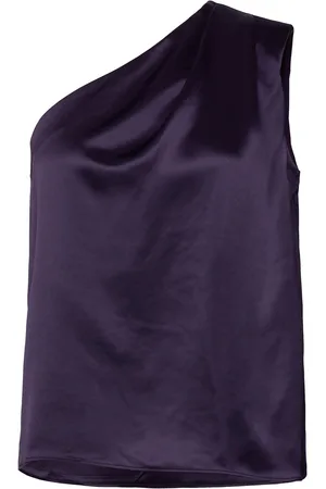 Ahlvar Gallery Elle Satin Tank Tops Blouses Sleeveless Purple