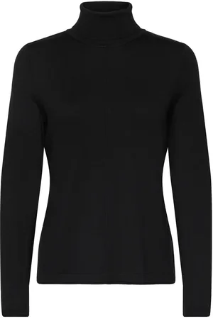 Gerry Weber Pullover 1/1 Sleeve Tops Knitwear Turtleneck Black