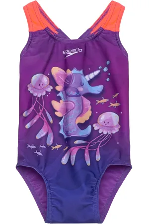 Speedo Girls Digital Printed Swimsuit Sport Sport Clothing Sport Swimwear Sport Swimsuits Purple
