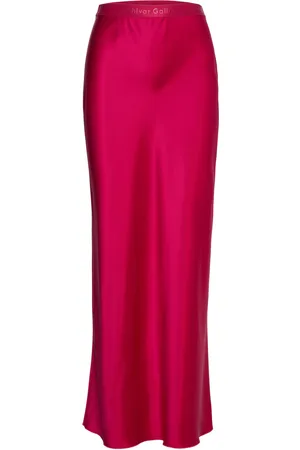 Ahlvar Gallery Hana Long Logo Satin Skirt Pitkä Hame Red