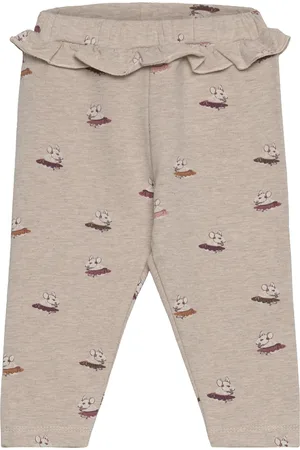 Minymo Pants Aop Sweat Bottoms Leggings Beige