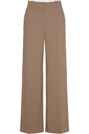 MANGO Pleated Suit Trousers Bottoms Trousers Suitpants Brown