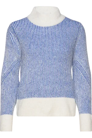 Ichi Ihkamara Ls Stripe4 Tops Knitwear Turtleneck Blue