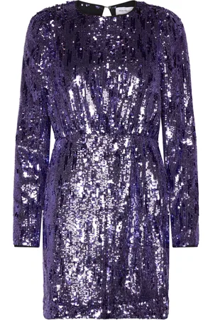 SELECTED Slfari-Colyn Ls Short Sequins Dress B Lyhyt Mekko Purple