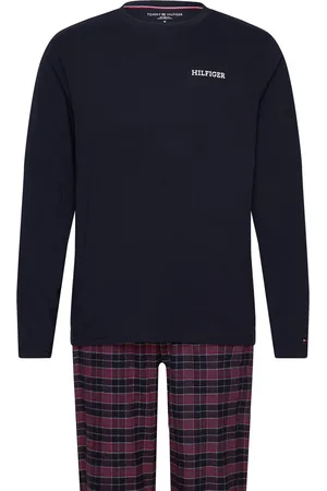 Tommy Hilfiger Ls Flannel Pj Set Print Pyjama Navy