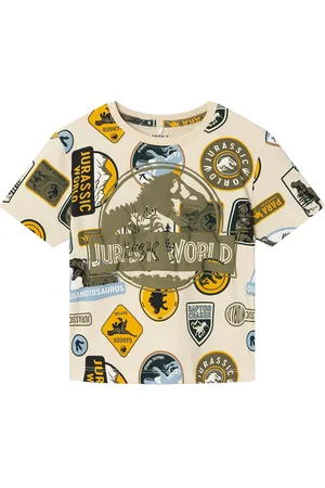 NAME IT Nmmsunter Jurassic Ss Nreg Top Sky Tops T-shirts Short-sleeved Cream