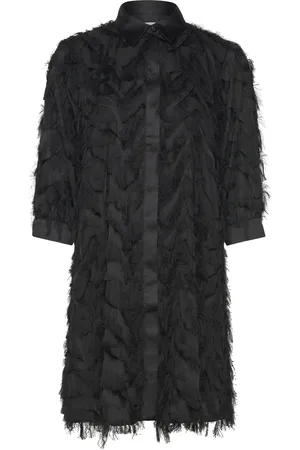 SELECTED Slfmyline 3/4 Short Fluffy Shirt Dress B Lyhyt Mekko Black